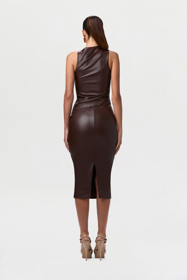Naked Wardrobe Vegan Leather Midi Skirt