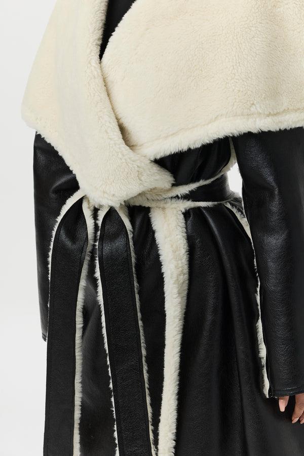 Naked Wardrobe Vegan Leather Sherpa Coat