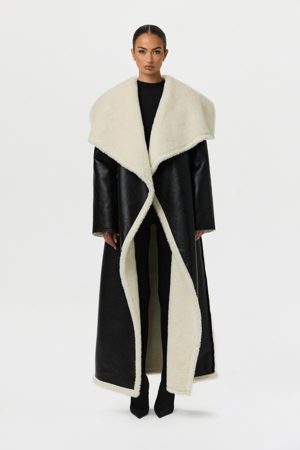 naked wardrobe Vegan Leather Sherpa Coat
