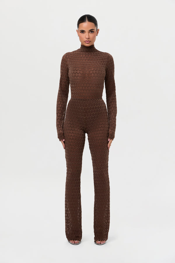 Naked Wardrobe Velvet Mesh Bootcut Pant