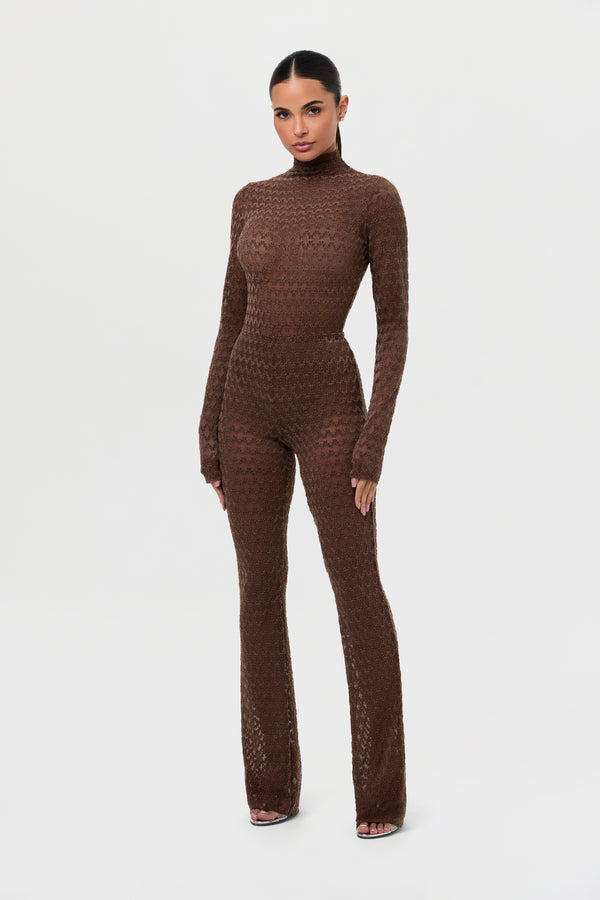 naked wardrobe Velvet Mesh Bootcut Pant