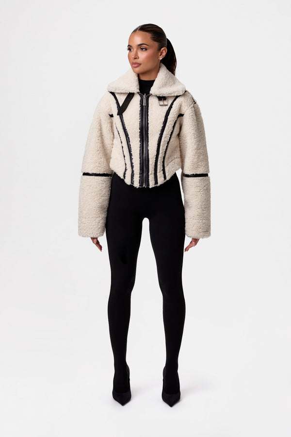 Naked Wardrobe Reversible Vegan Leather Sherpa Jacket