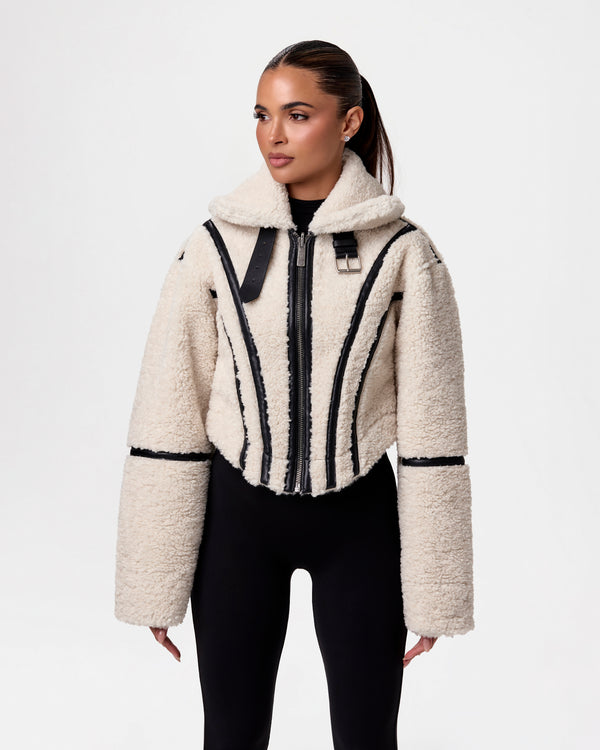 Naked Wardrobe Reversible Vegan Leather Sherpa Jacket