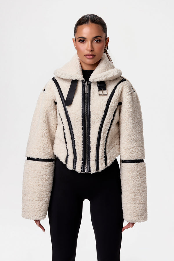 naked wardrobe Reversible Vegan Leather Sherpa Jacket