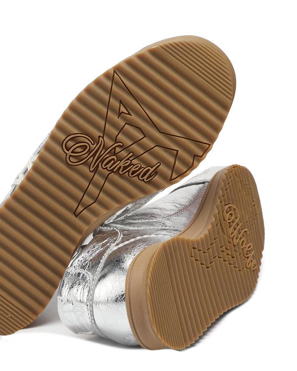 Naked Wolfe Exposuree Silver Crinkle Metallic Leather