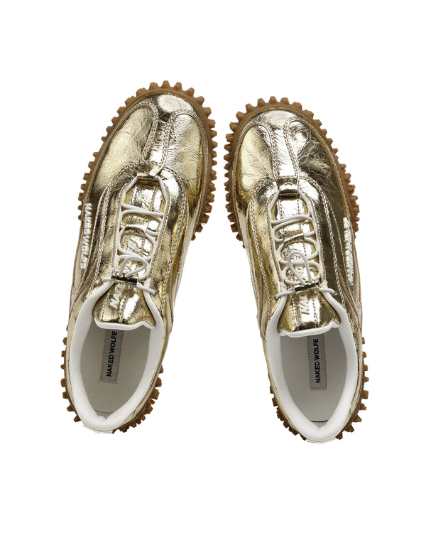 Naked Wolfe Island Gold Metallic Crinkle Cow Leather