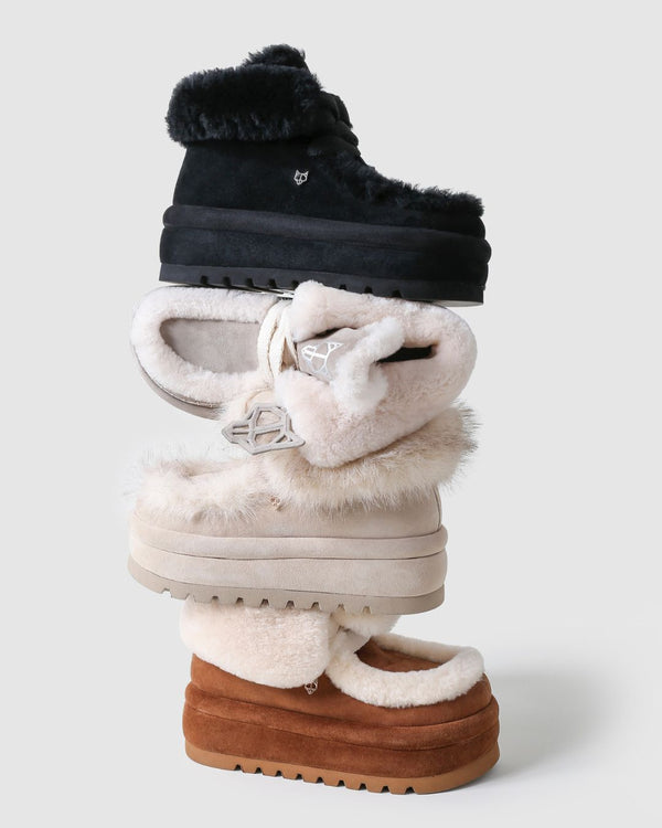 Naked Wolfe Bambi Black Suede/Shearling