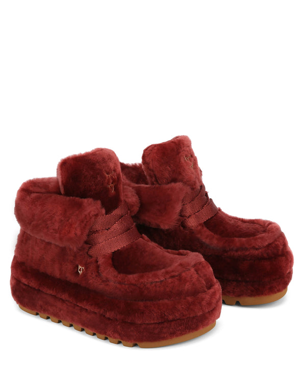 Naked Wolfe Bambi Burgundy Shearling