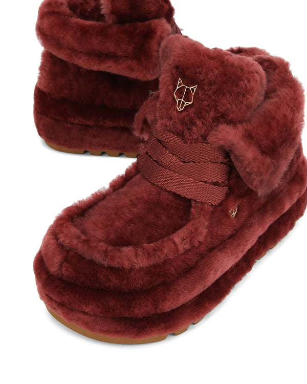 Naked Wolfe Bambi Burgundy Shearling