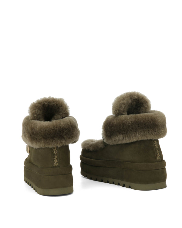 Naked Wolfe Bambi Dark Olive Suede/Shearling