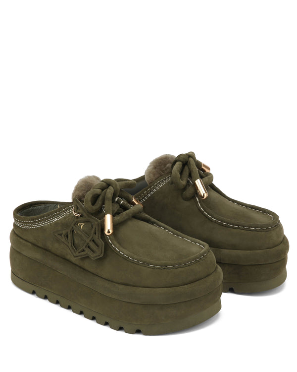 Naked Wolfe Blizzard Dark Olive Suede/Shearling