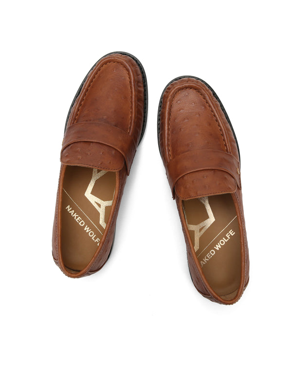 Naked Wolfe Goldie Ostrich Print Leather