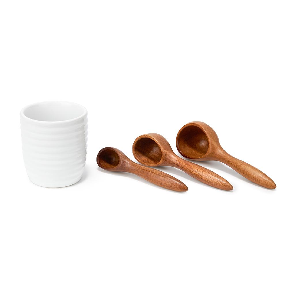 Nambé Breaking Bread Measuring Spoons With Canister
