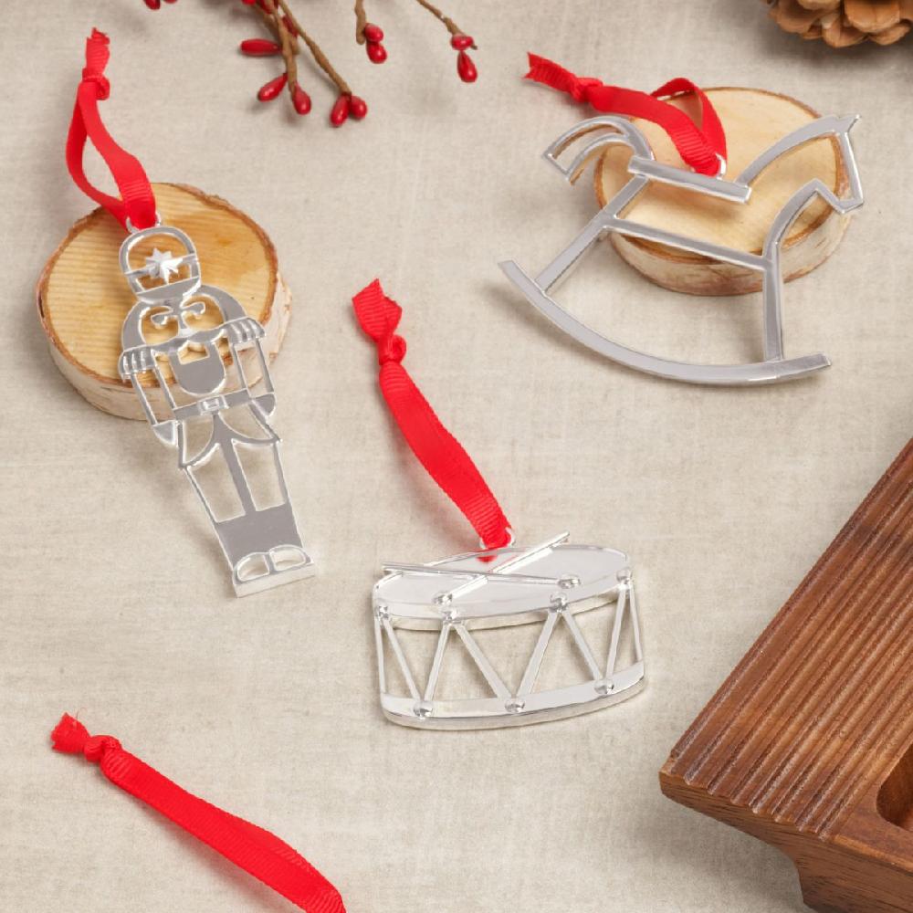 Nambé Mini Ornament Set - Rocking Horse Drum Nutcraker (Set Of 3)