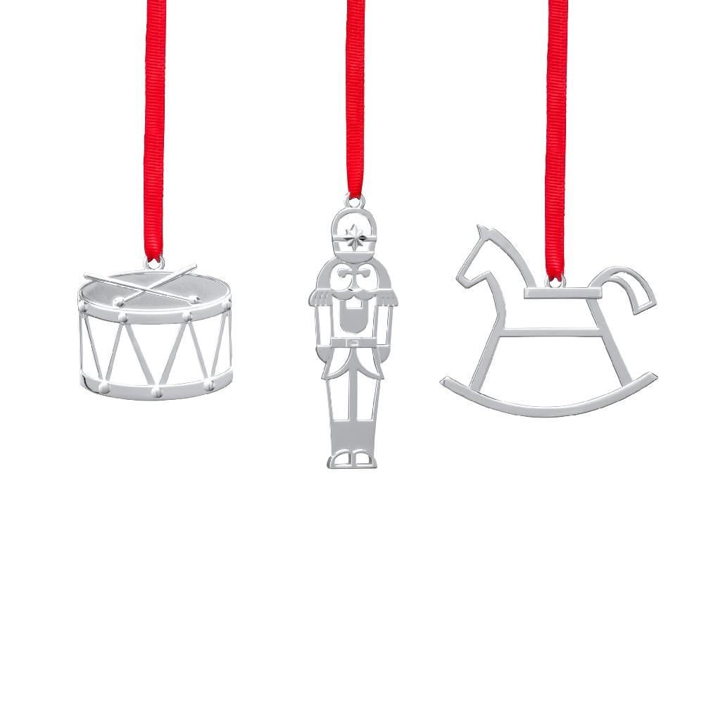 nambé Mini Ornament Set - Rocking Horse Drum Nutcraker (Set of 3)