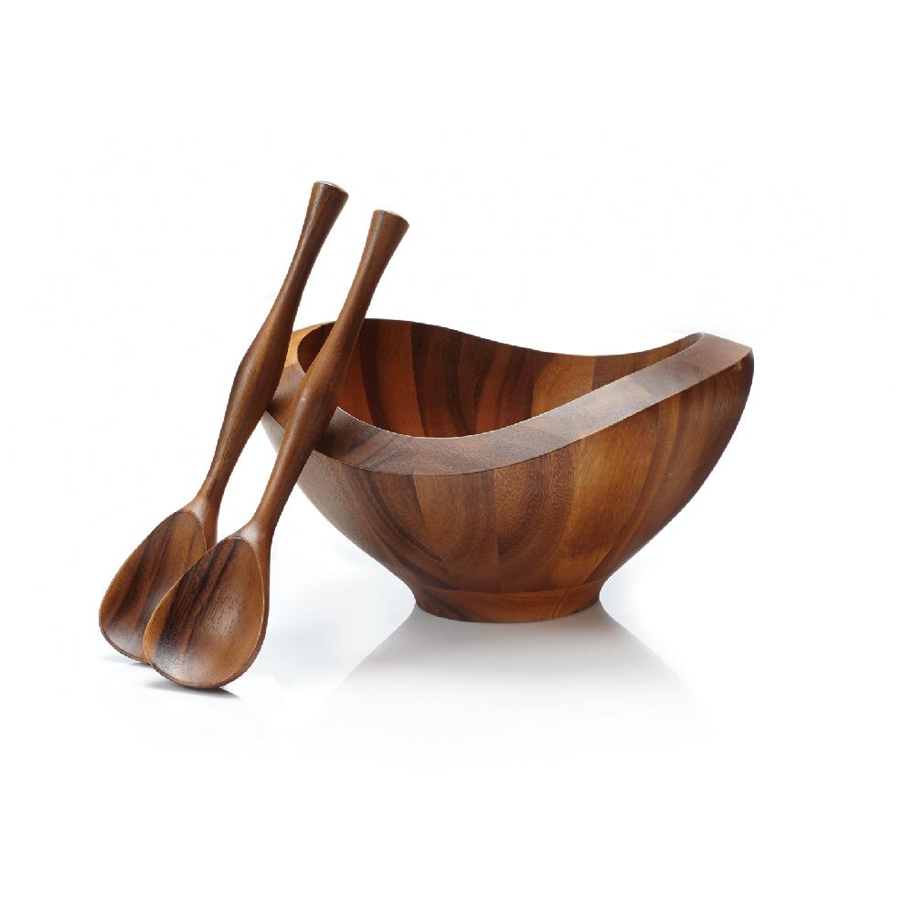 nambé Bella Salad Bowl W/ Servers