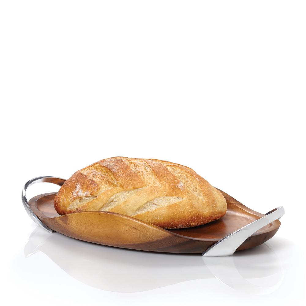 Nambé Bella Wood Handled Tray - 18in