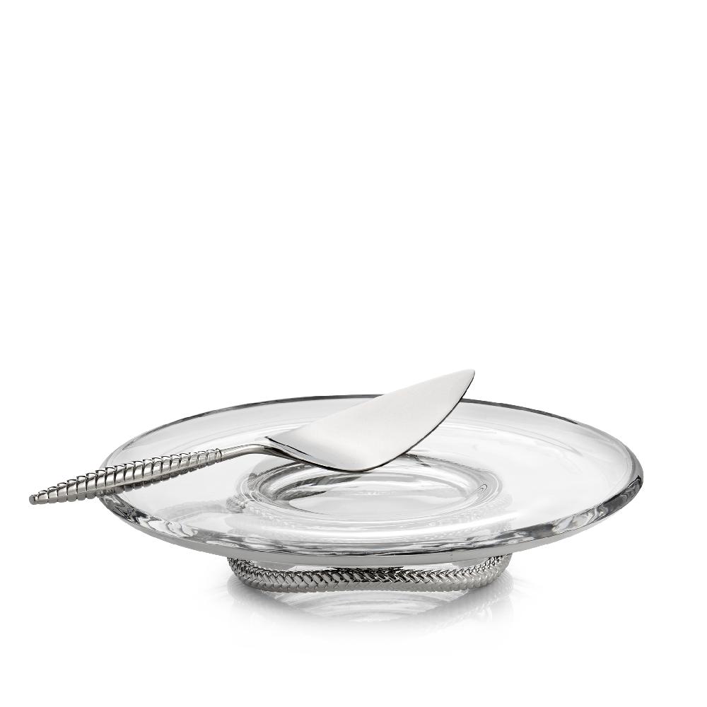 nambé Braid Pedestal Cake Plate w/ Cake Server