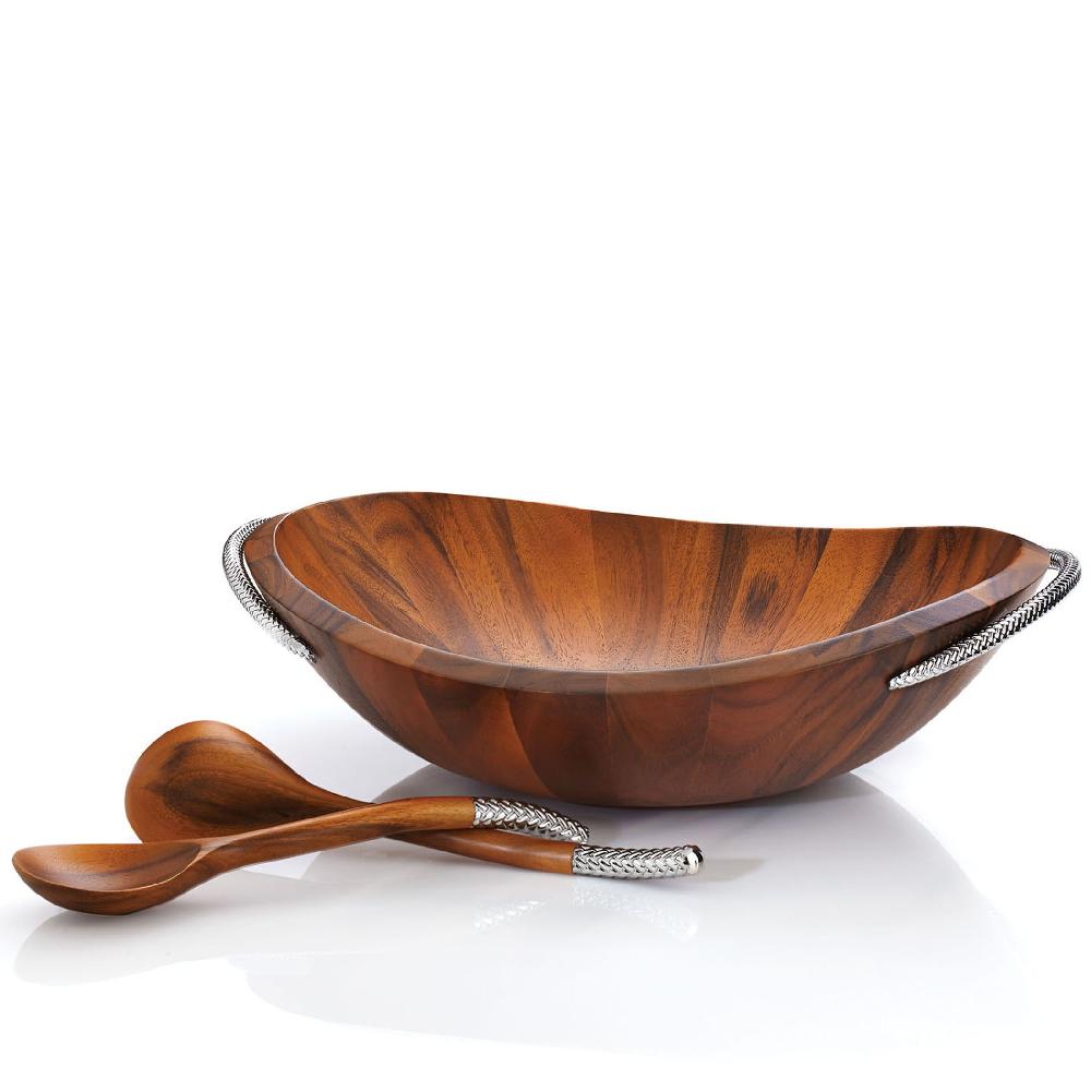 nambé Braid Salad Bowl W/ Servers