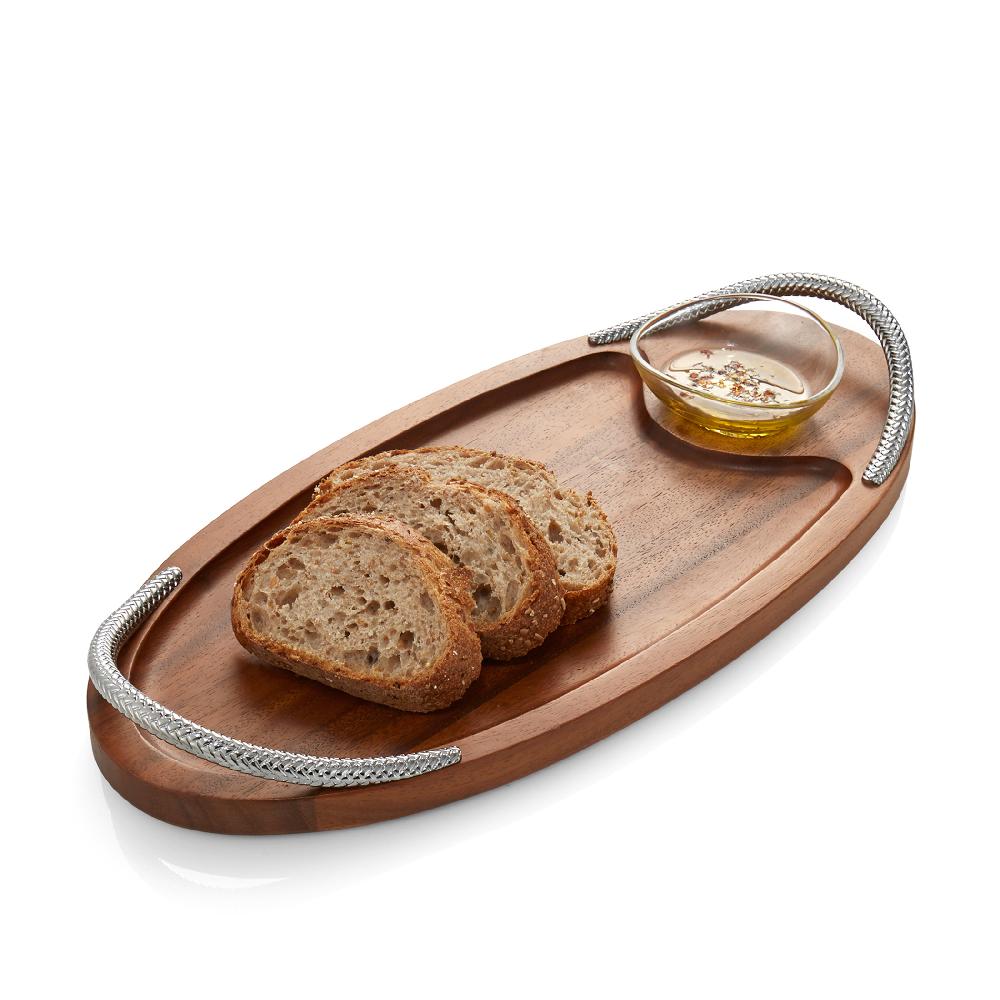 Nambé Braid Serving Board W/Dipping Dish - 18in
