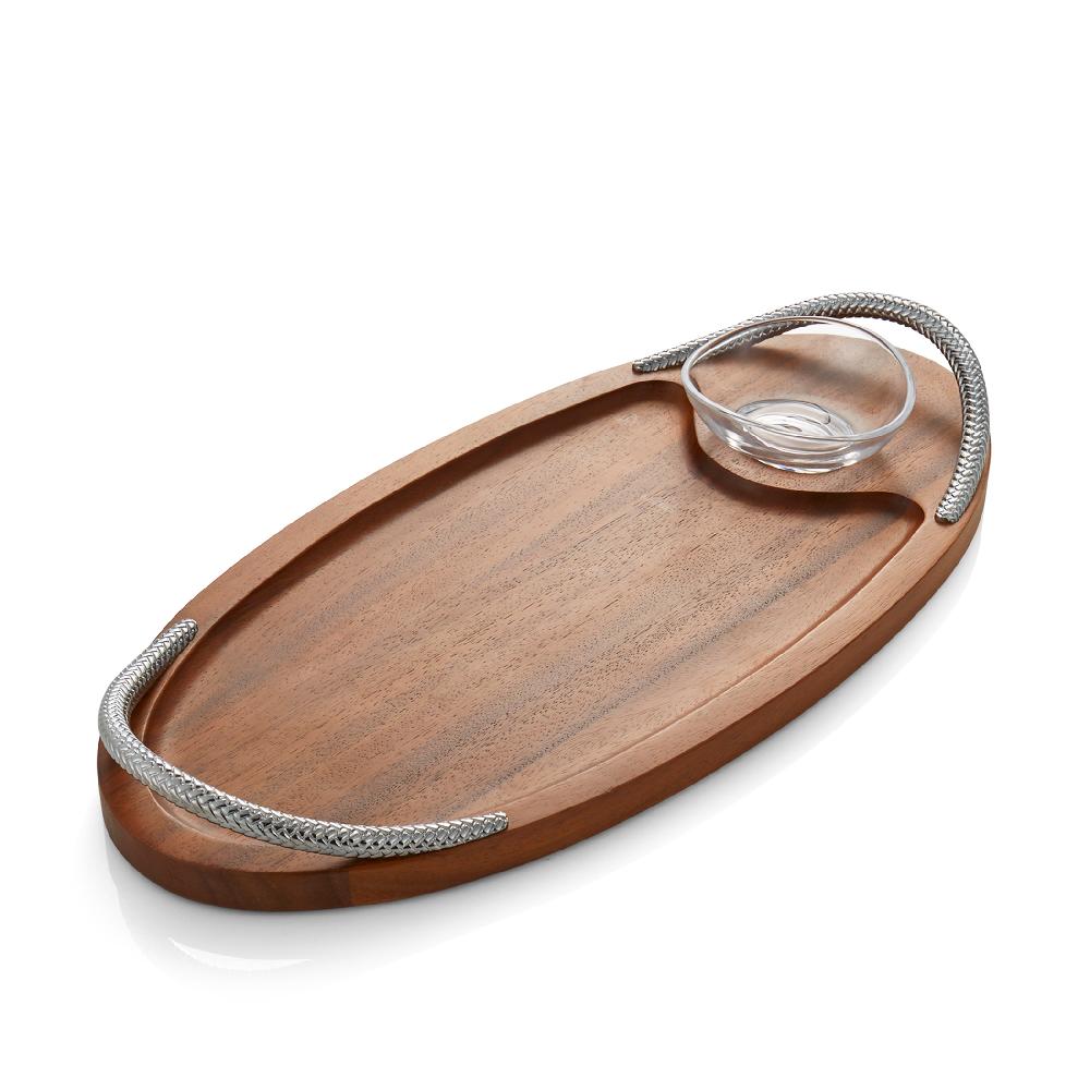 nambé Braid Serving Board W/Dipping Dish - 18in