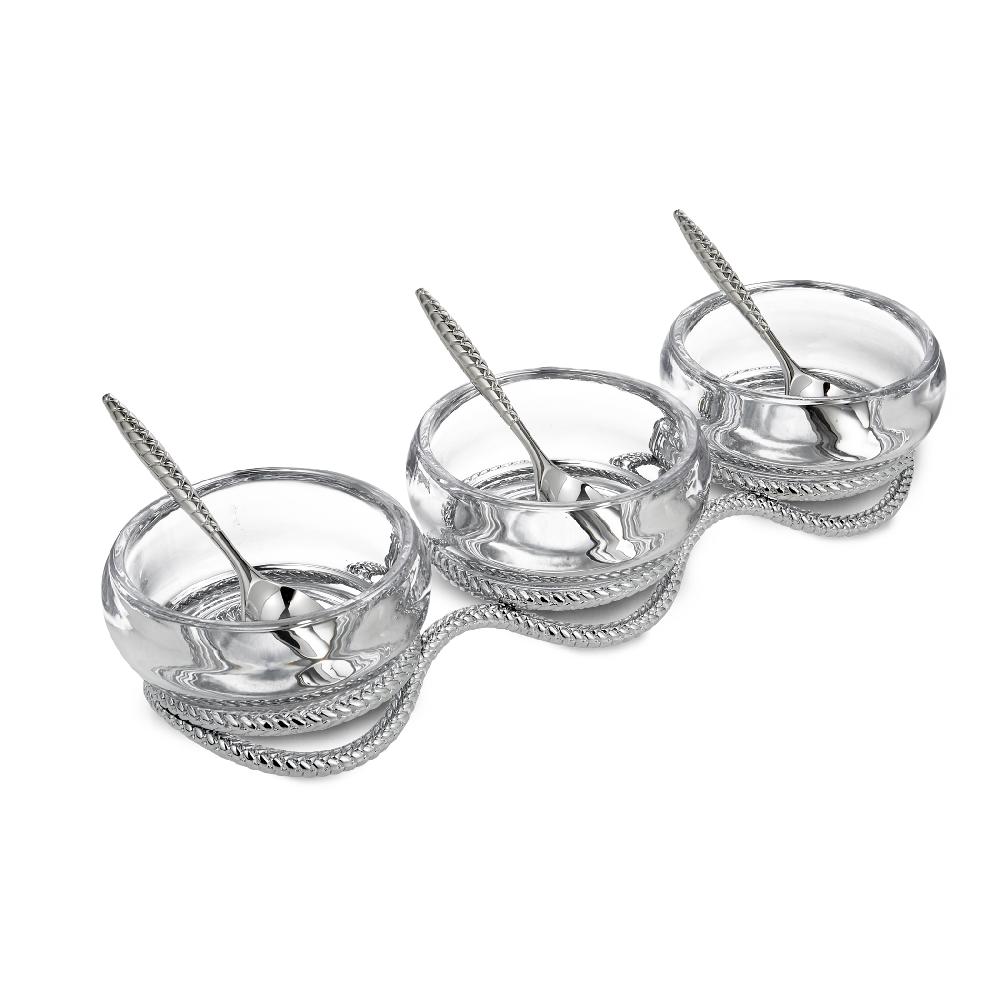 nambé Braid Triple Condiment Set w/ Spoons
