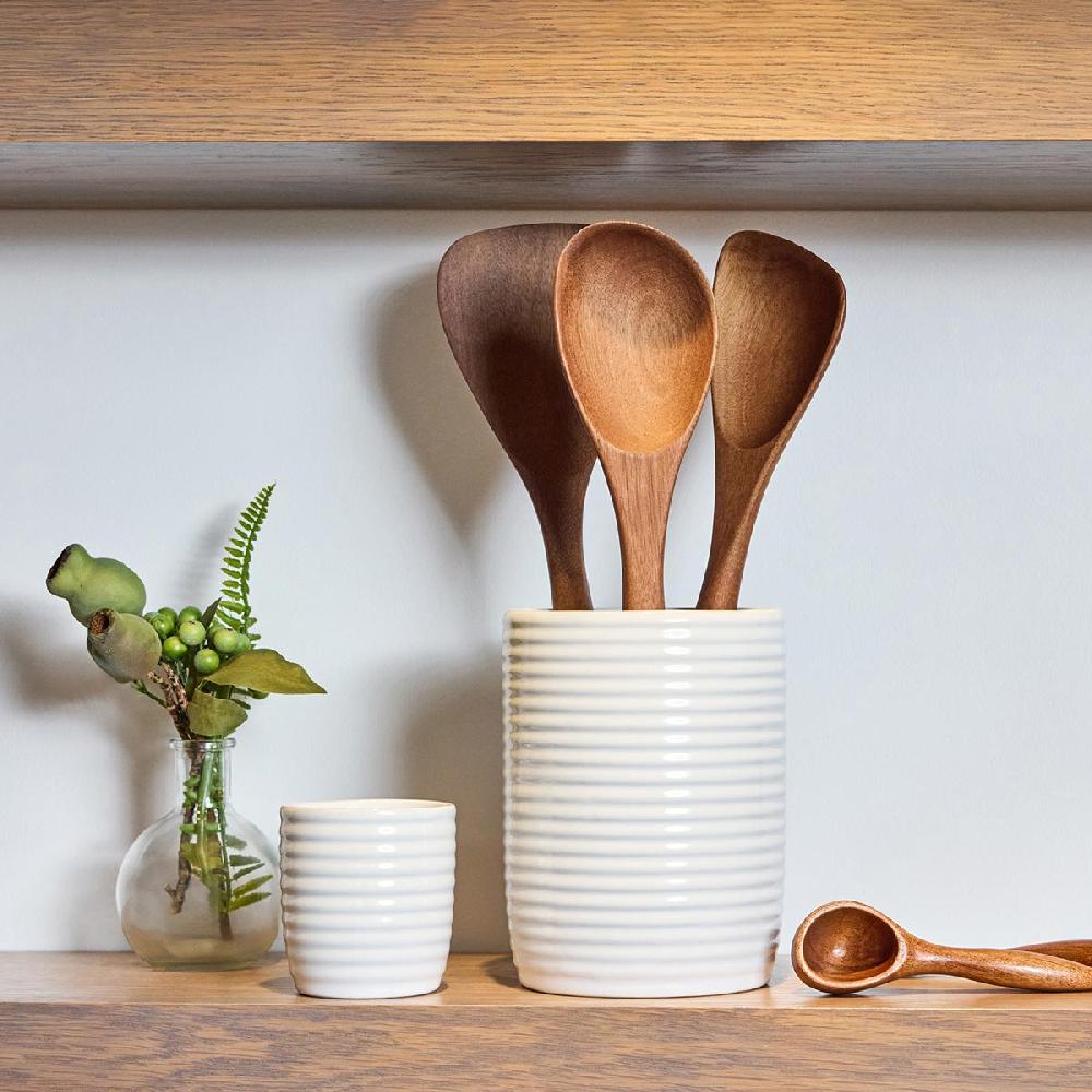 Nambé Breaking Bread Wood Utensils With Canister