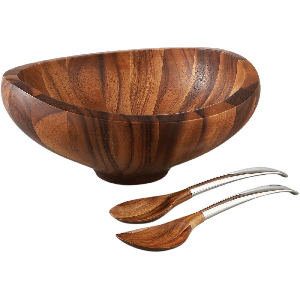 nambé Butterfly Salad Bowl W/ Servers