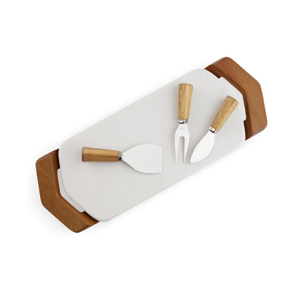 Nambé Chevron Cheese Tray W/ Knives