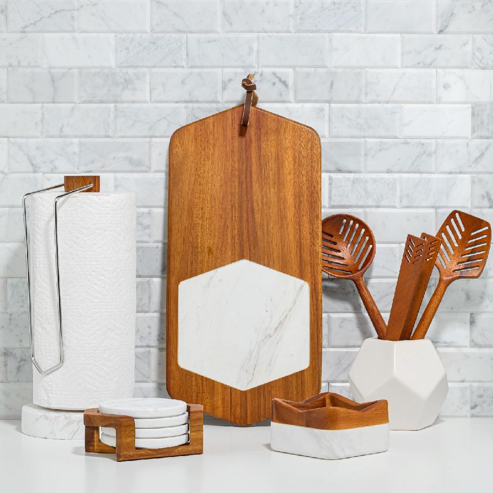 Nambé Chevron Coaster Set W/Holder