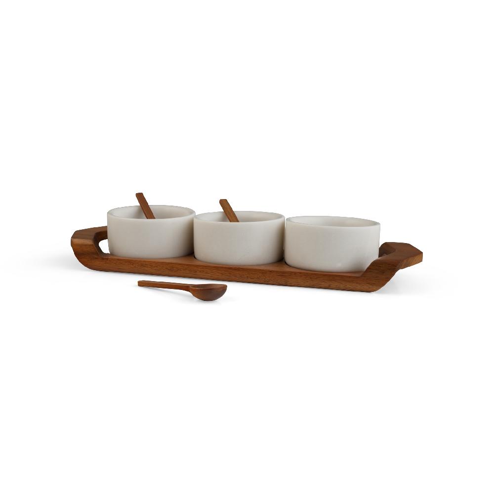 Nambé Chevron Condiment Tray W/ Spoons