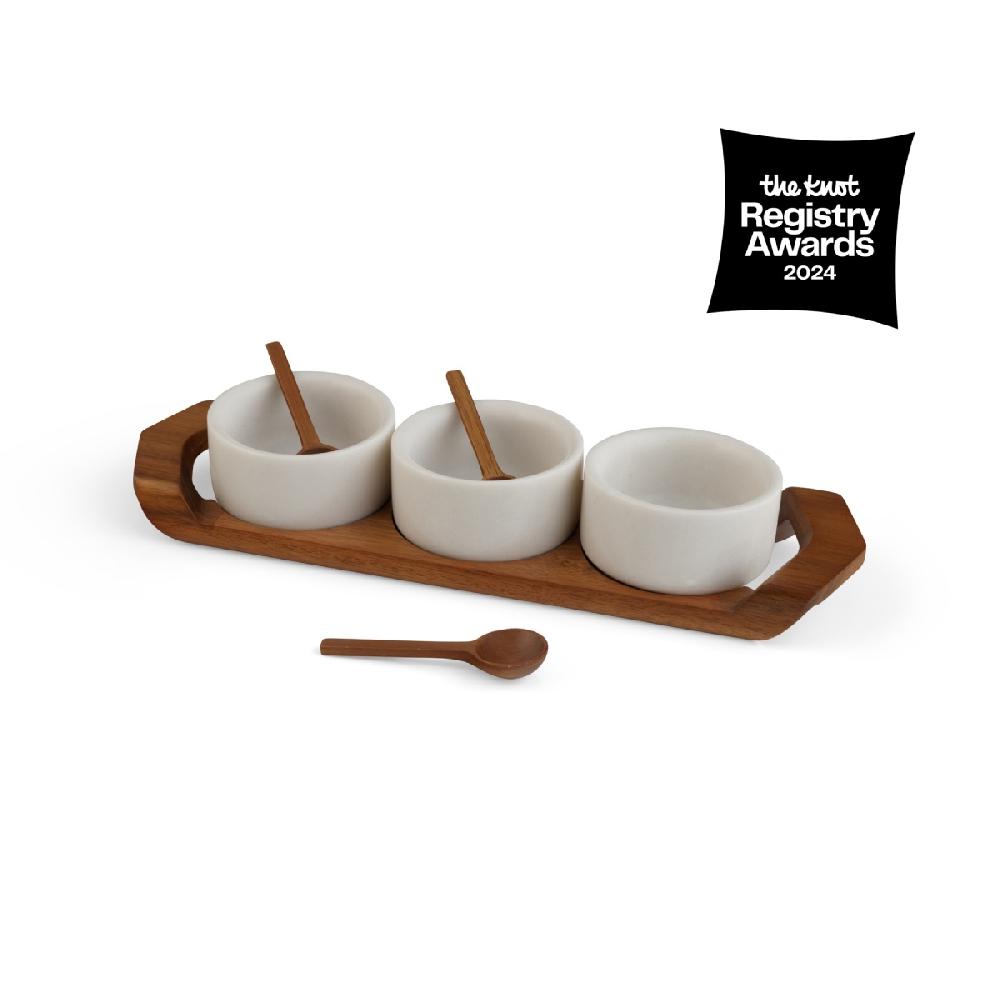 nambé Chevron Condiment Tray w/ Spoons
