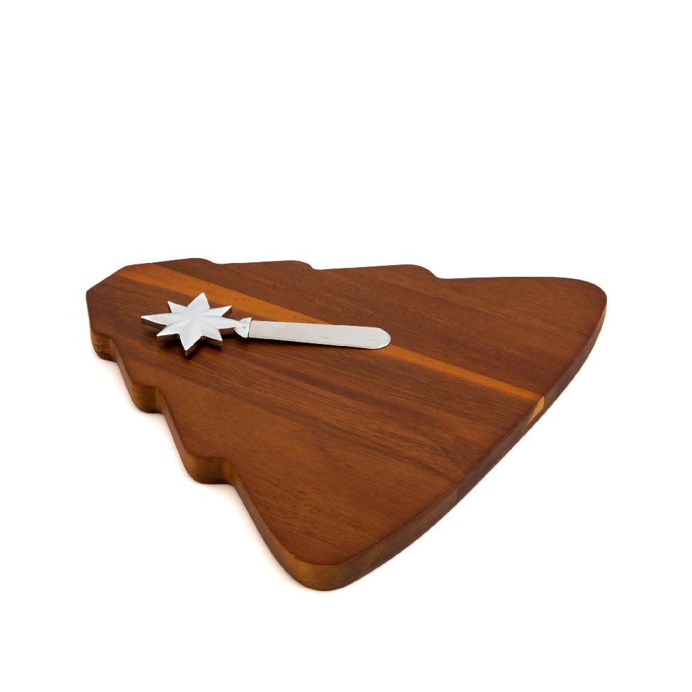 Nambé Christmas Tree Cheeseboard W/Spreader