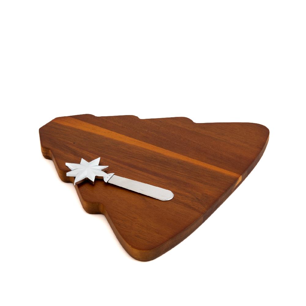 Nambé Christmas Tree Cheeseboard W/Spreader