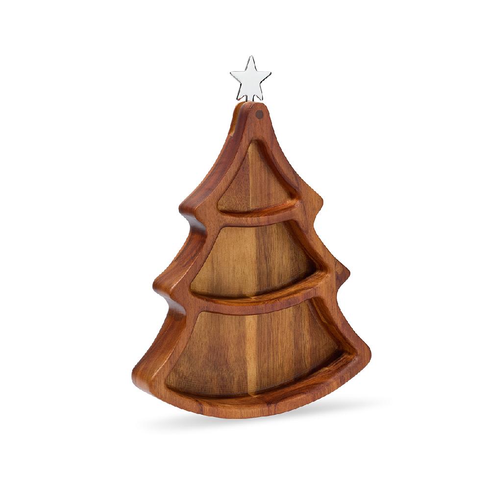 Nambé Christmas Tree Serving Dish W/Spoon