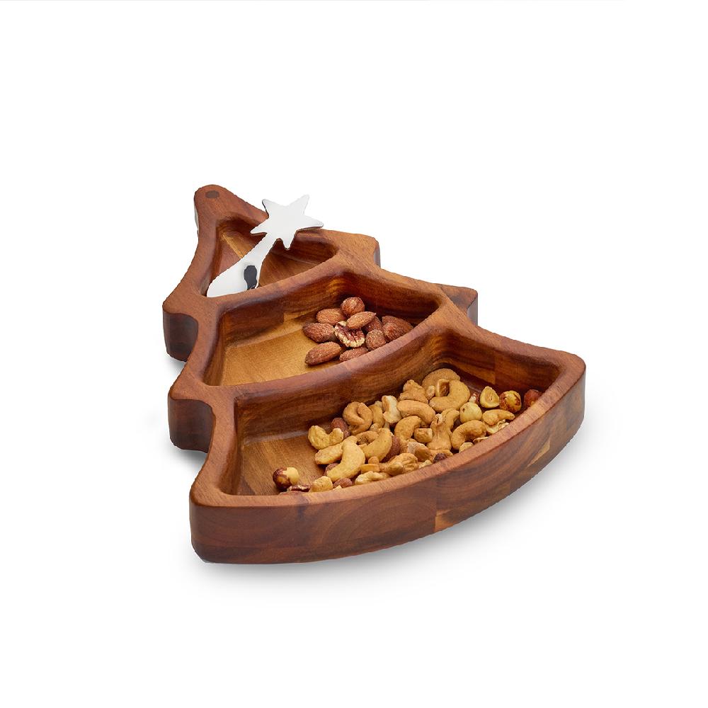 Nambé Christmas Tree Serving Dish W/Spoon