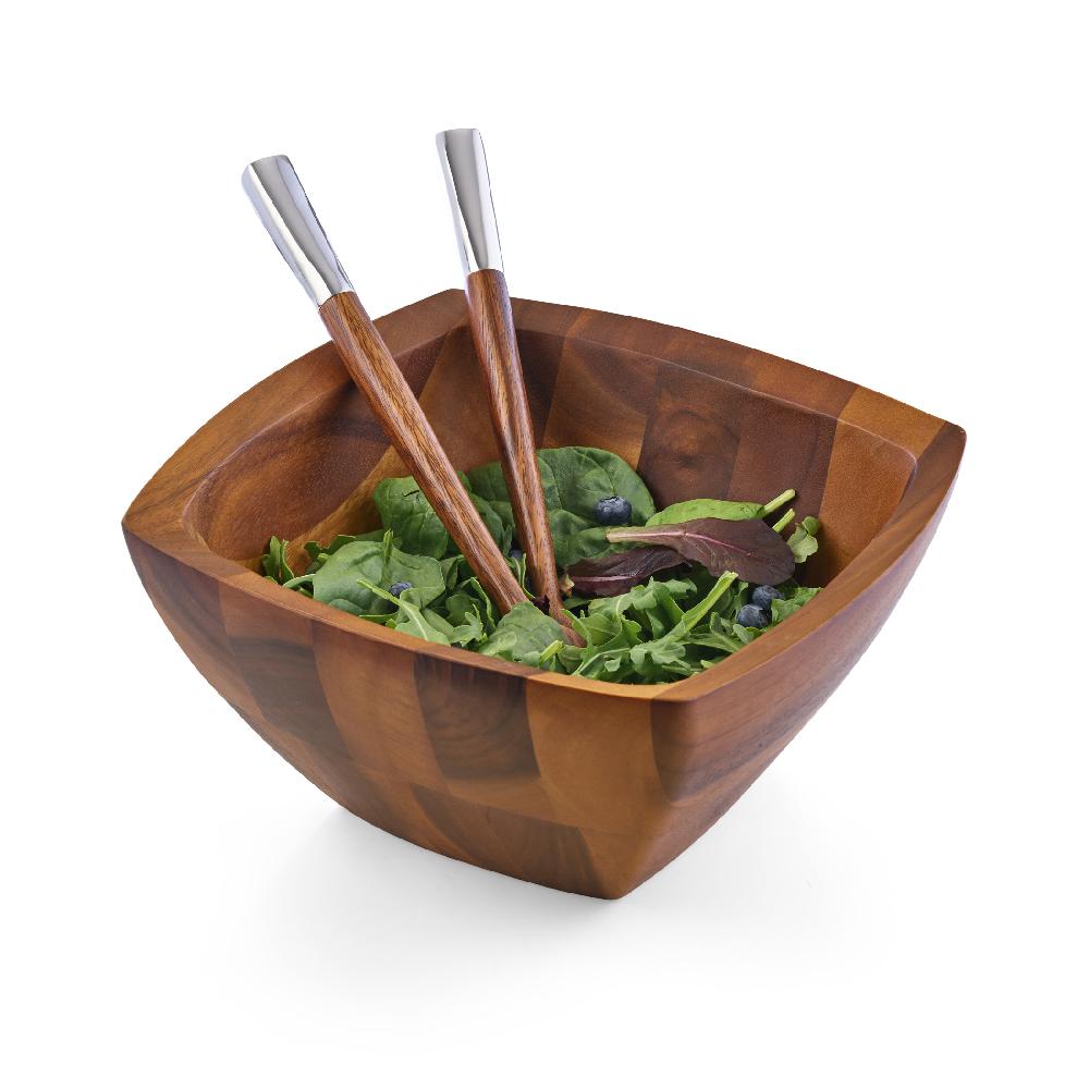 Nambé Cube Salad Bowl W/ Servers