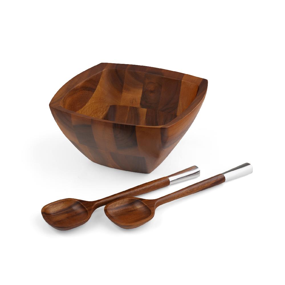 Nambé Cube Salad Bowl W/ Servers
