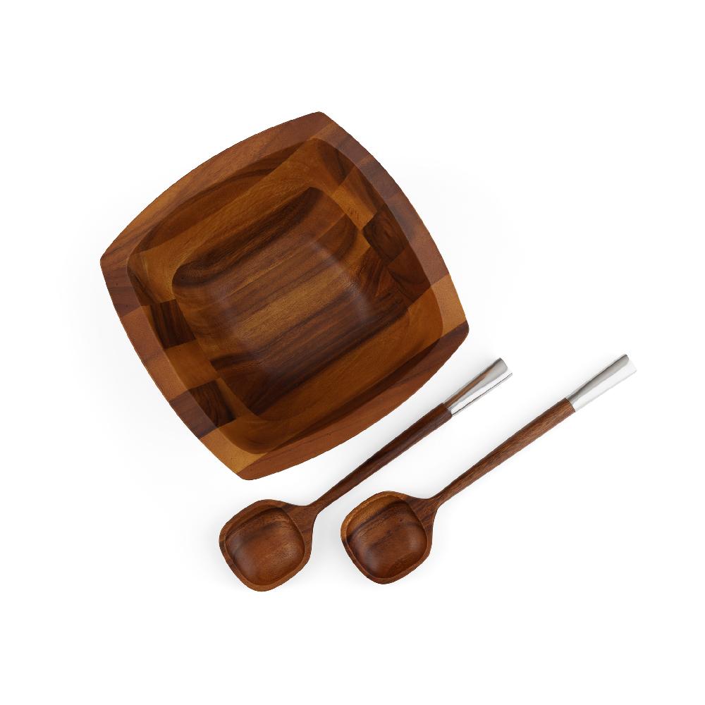 Nambé Cube Salad Bowl W/ Servers