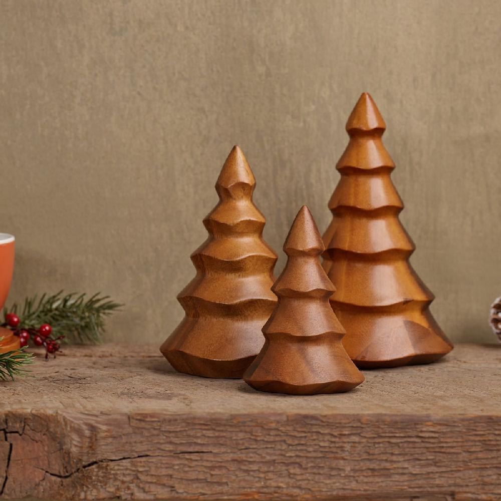 Nambé Deck The Halls Wood Christmas Trees (Set Of 3)