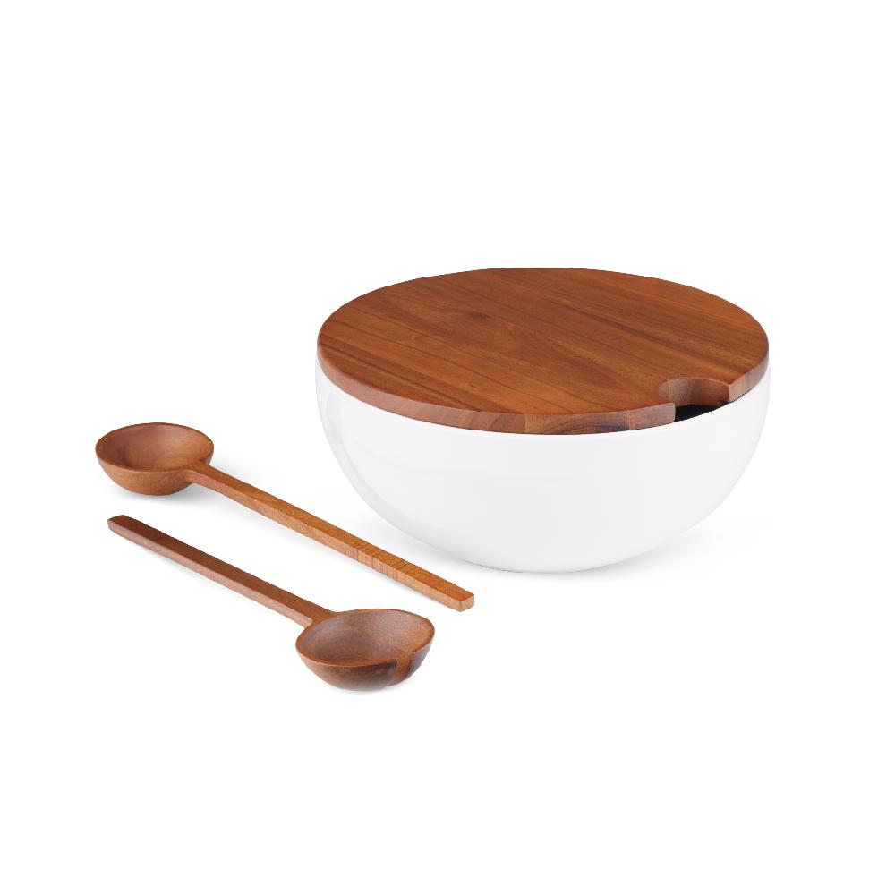 Nambé Duets Salad Bowl W/ Lid & Servers