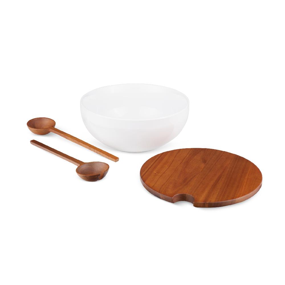 Nambé Duets Salad Bowl W/ Lid & Servers