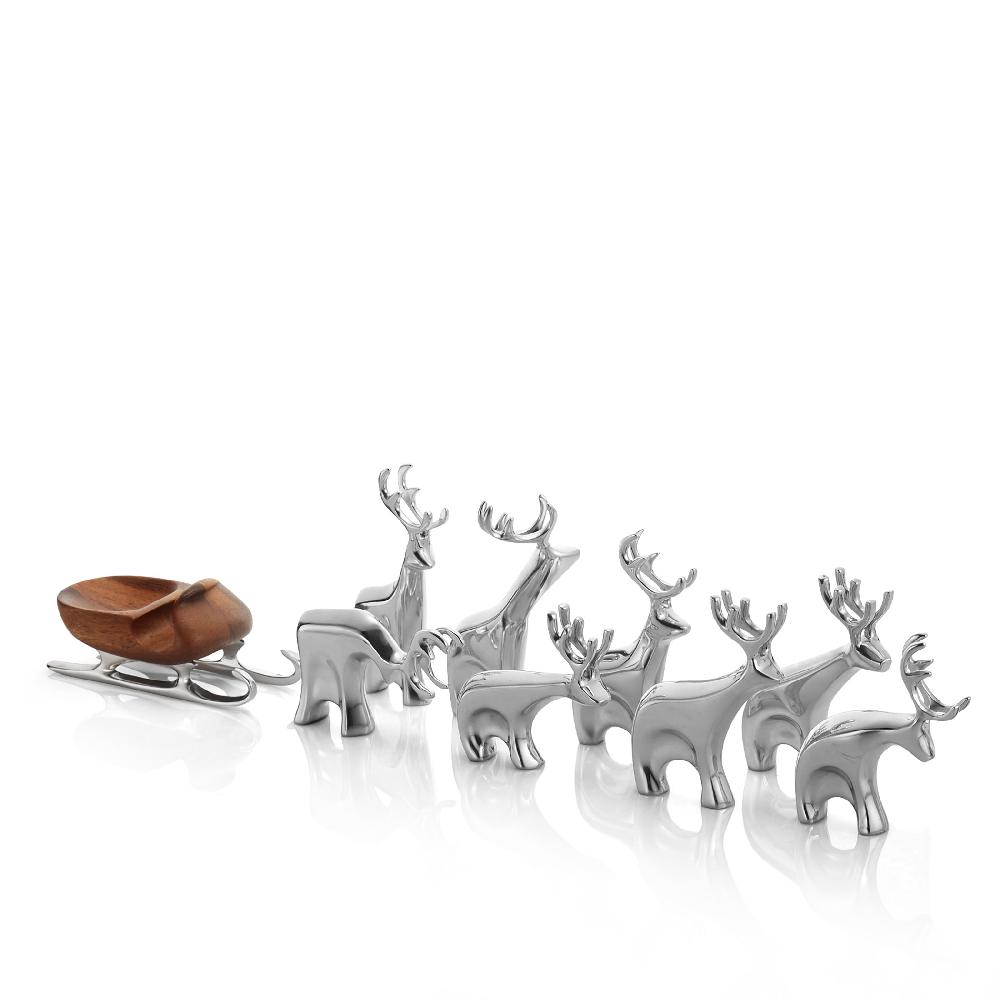 nambé Miniature Reindeer 9pc Set