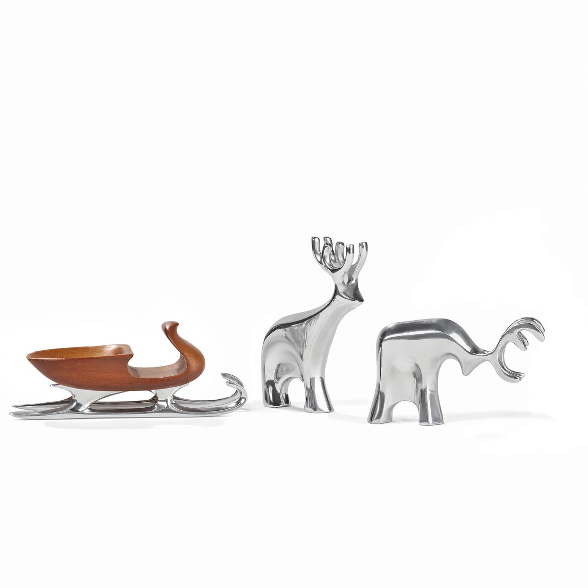 Nambé Miniature Sleigh W/ Reindeer Set