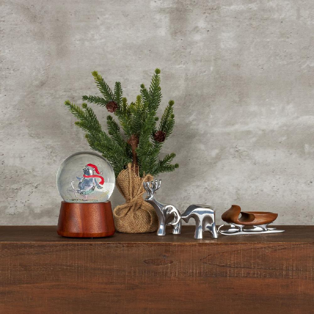 Nambé Miniature Sleigh W/ Reindeer Set