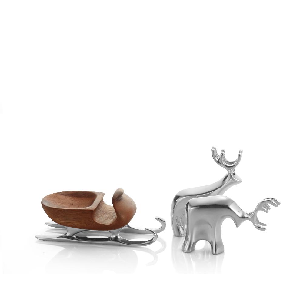 nambé Miniature Sleigh w/ Reindeer Set
