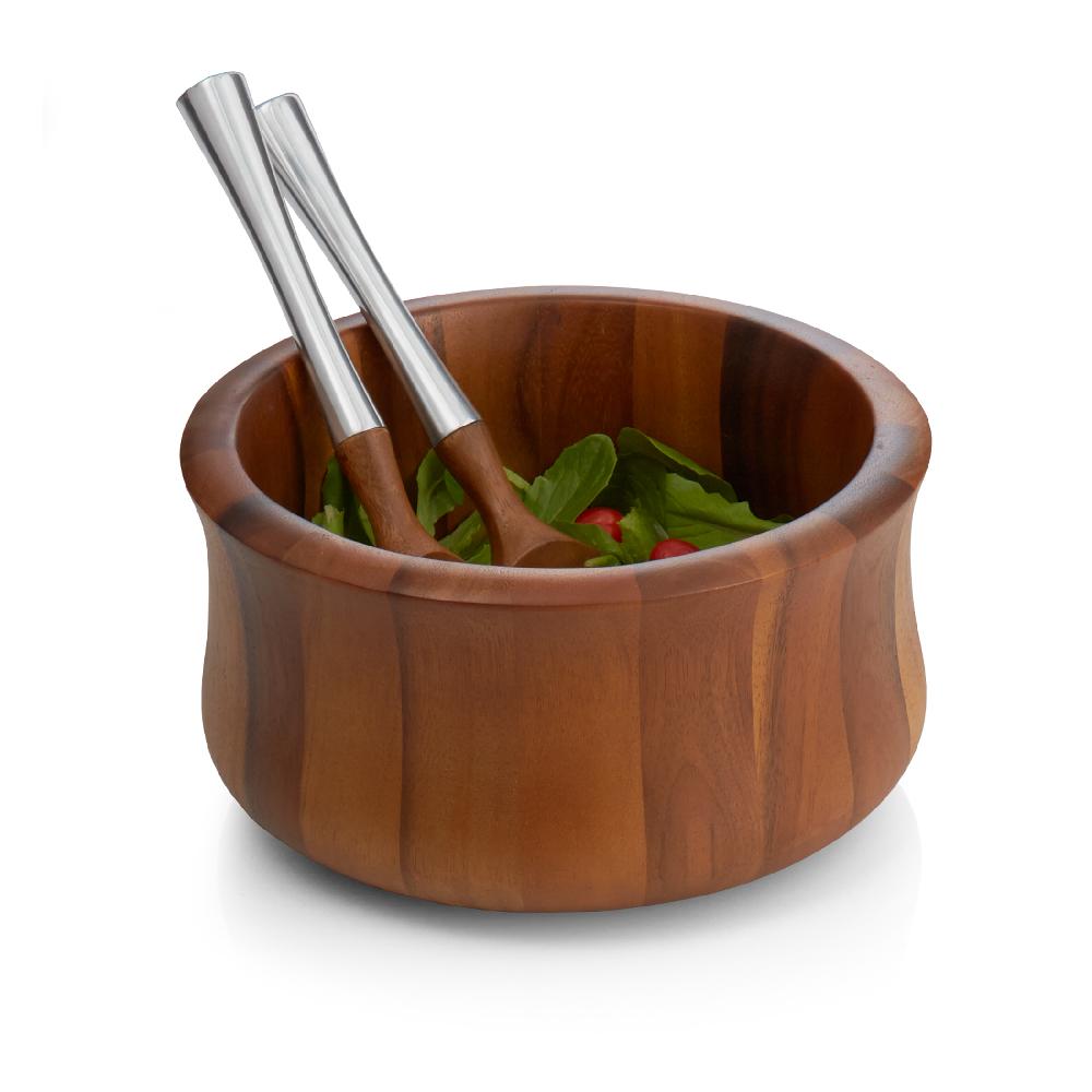 Nambé Nara Salad Bowl W/ Servers