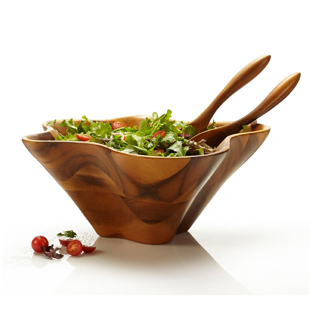 Nambé Oceana Coral Salad Bowl W/ Servers