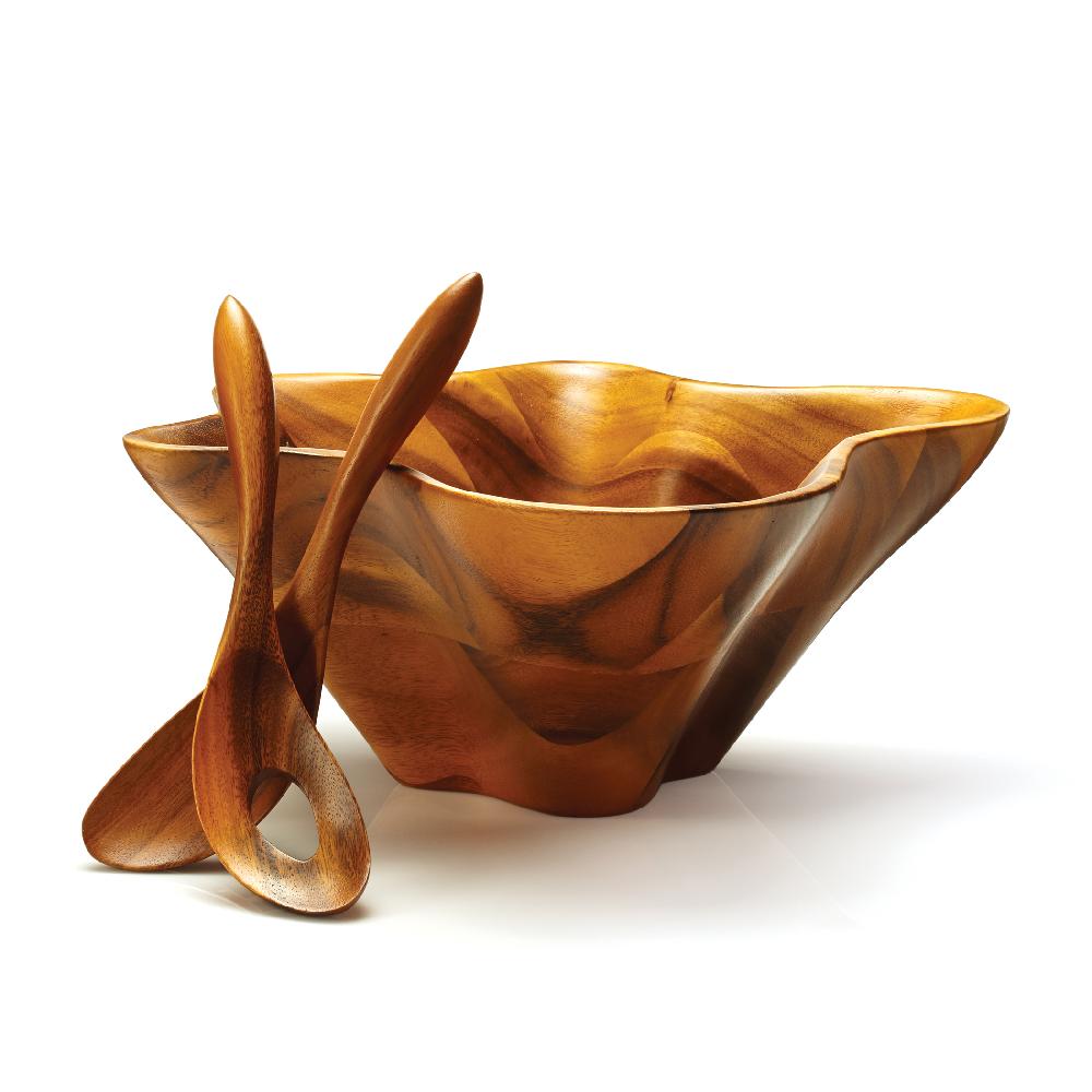 nambé Oceana Coral Salad Bowl w/ Servers