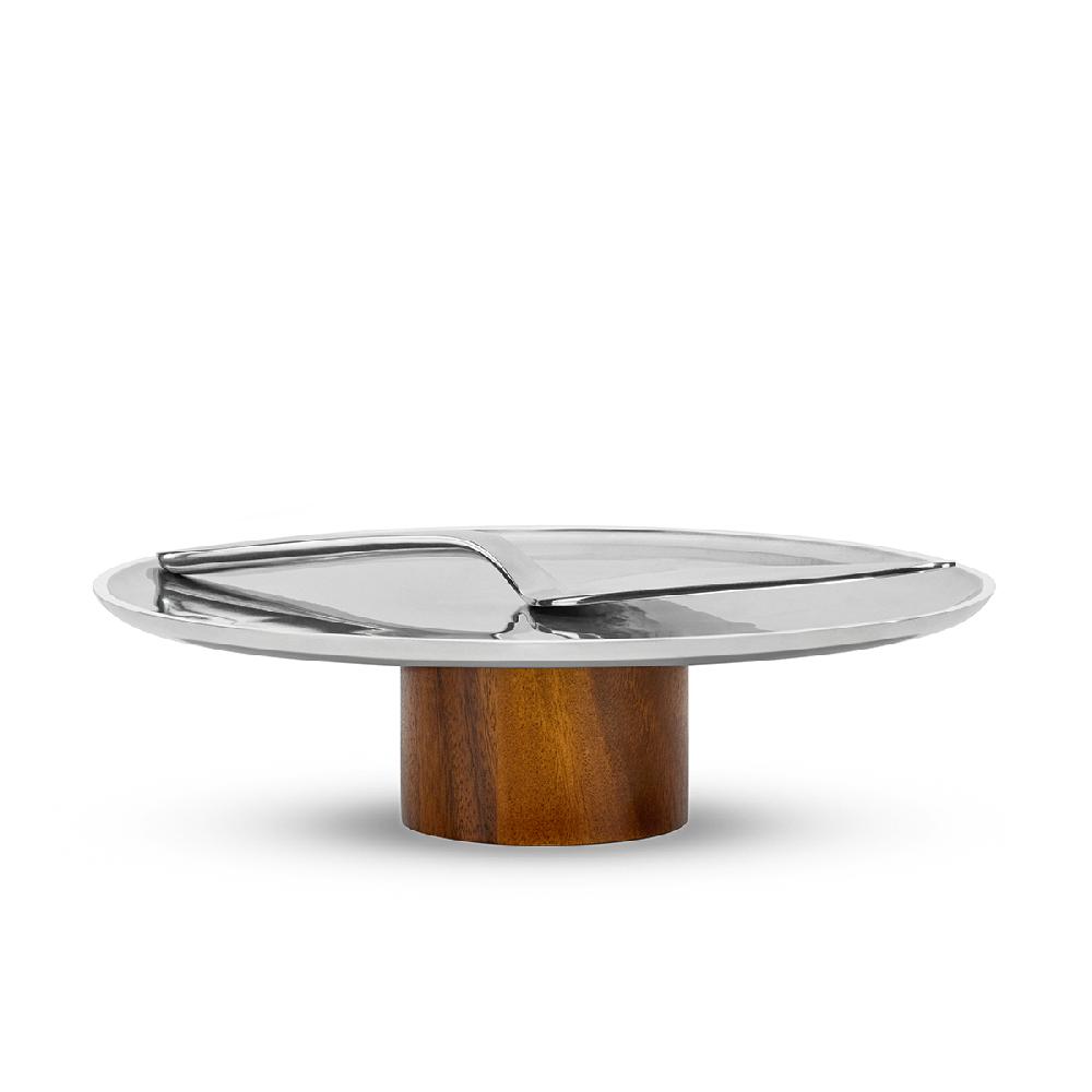 Nambé Pinnacle Footed Cake Plate W/ Server